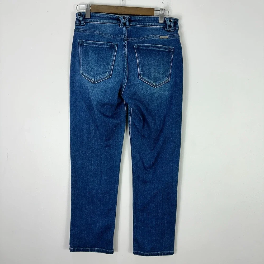 KanCan Jeans 7 27 Blue Denim Mid Rise Straight Slim Stretch Distressed‎ Casual